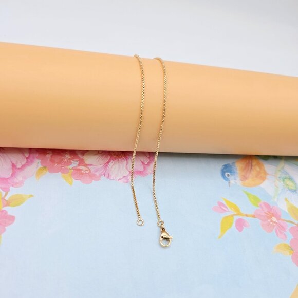 Classic Box Chain Rose Gold Necklace, 18 Inch, Gold Plated Brass, XPNL0111 - Picture 8 of 12